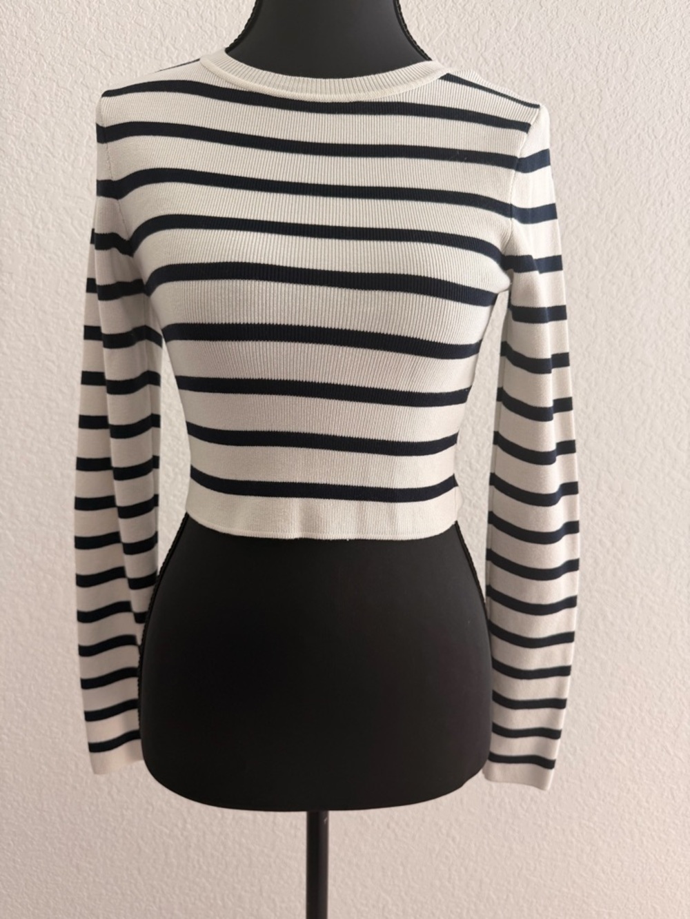 ZARA Black & White Striped Knit Top | Long Sleeve Minimalist Chic Classic